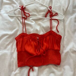 Red silk crop top